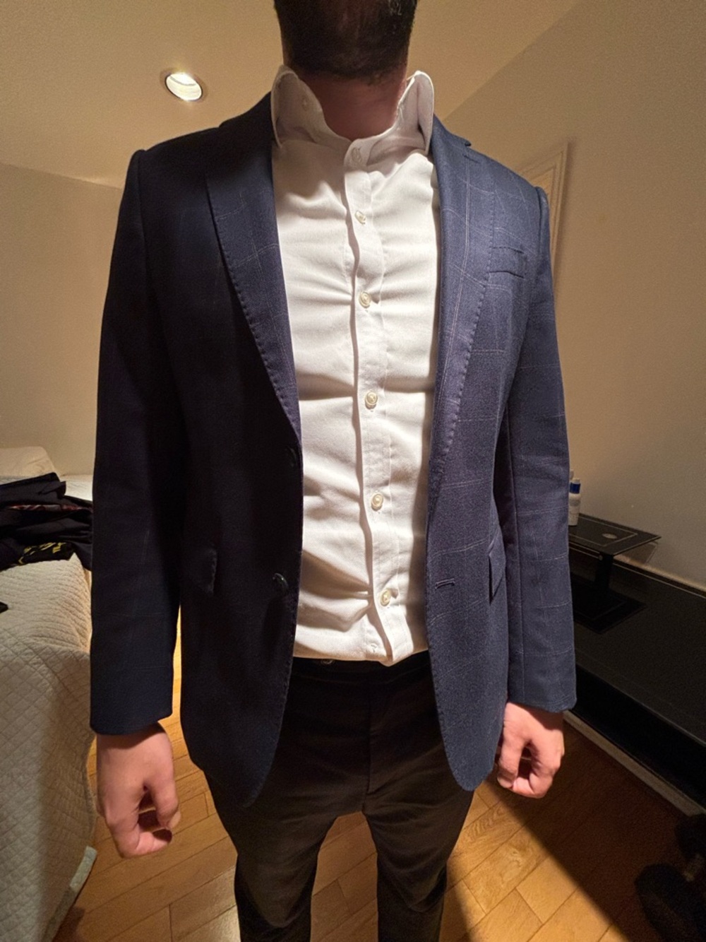 Navy plaid Zara Men's Blazer - Classic Tailored Fit